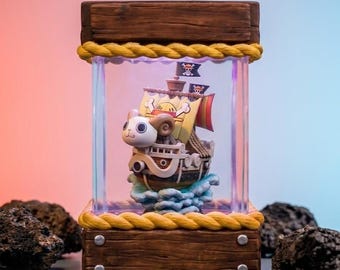 1P|ece Pirate Sun Ship Mini Resin Lamp, Anime Collectible Display Case, Straw Hat Pirates Ship Decor, Gift For Anime Fans And Otaku
