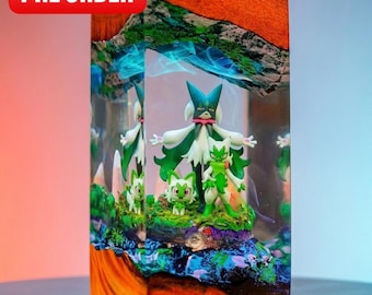 Preorder Cute Grass Cat Evolutions Resin Lamp – Handmade  LED Light | Kitty Lamp, Gamer Room Decor, Unique Gift for Anime Fans