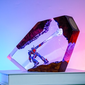 PREMIUM Opti.mus Pri.me Resin Lamp – Handmade Battle-Bot Light Display, Optimus-Inspired Diorama for Mecha Fans & Epic Gamer Gift