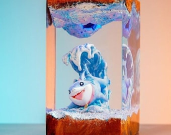 Jeff the Landshark Resin Lamp – Handmade LED Light | Adorable Marvel Chibi Figurine Lamp | Gift for Gamers, Kids & Collectors