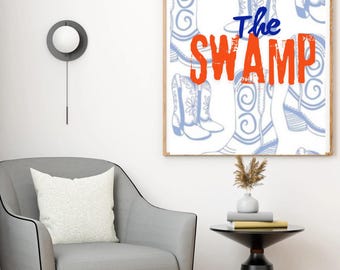 Conjunto de 3 pôsteres decorativos para dormitórios da Universidade da Flórida (The Swamp) (Download digital)