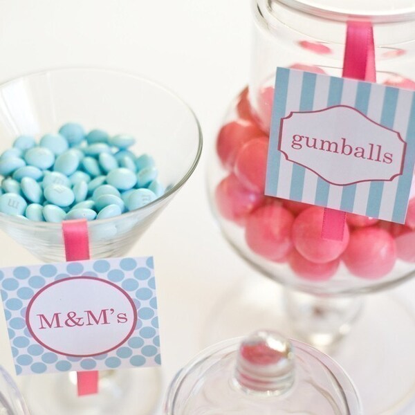 Candy Bar or Buffet Labels - custom tags for wedding or party candy and dessert buffets