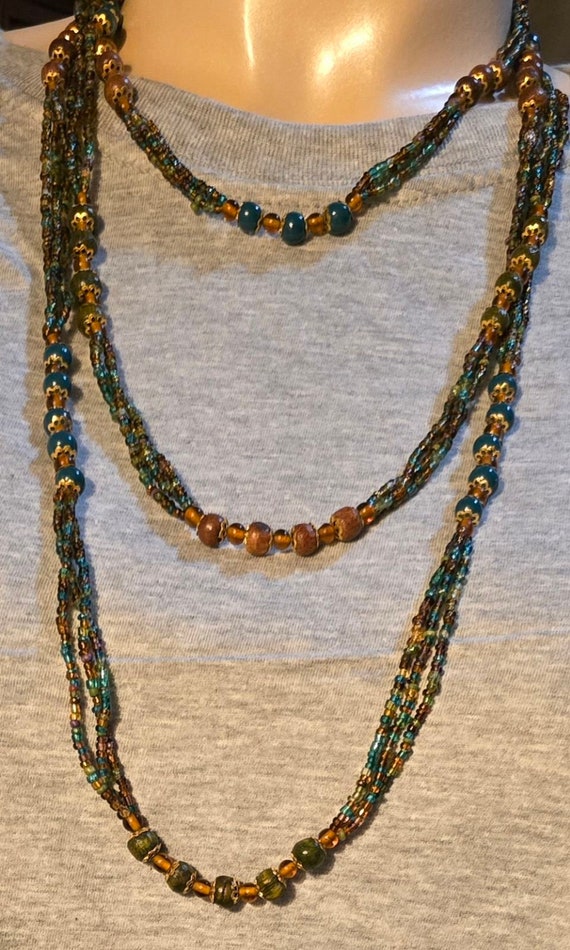 Wooden & Plastic Beaded Necklace - Multi-strands