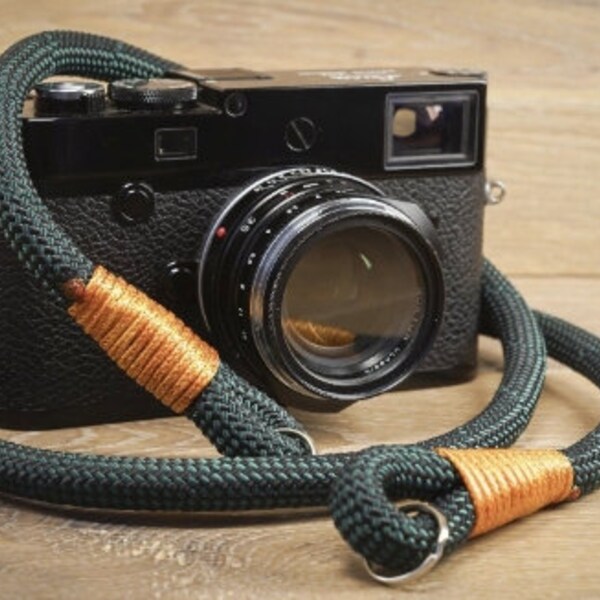 Grün / Schwarz Kameragurt 100cm Handmade Canon Sony Fuji Leica