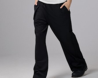 Black Wrap Pants – Wide Leg Asymmetrical Trousers, 3039