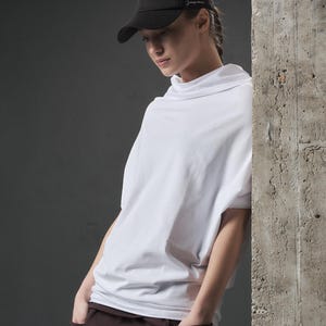 White Oversized Top, Plus Sizes Available, Women Short Sleeved Shirt, Loose Cotton Top, Elegant Soft Blouse, Casual White Top THUBAN, 1084