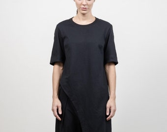 asymétrique noir – Tunique allongée en coton | THUBAN 1093