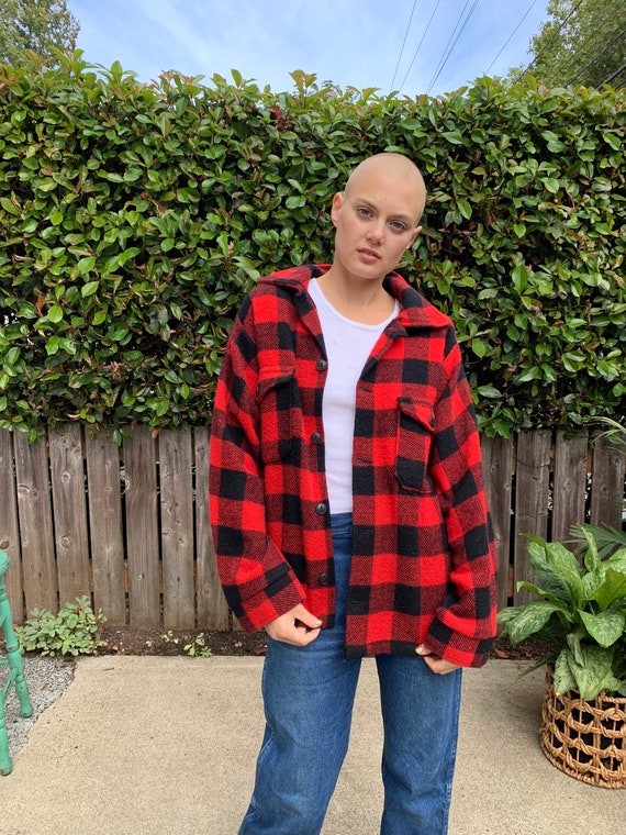 Vintage Canadian recycled wool buffalo plaid flann