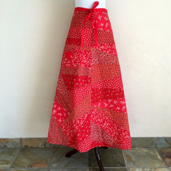 Vintage 70s patchwork wrap skirt