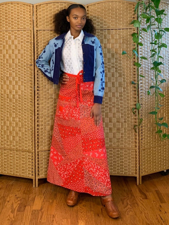 Vintage 70s patchwork wrap skirt