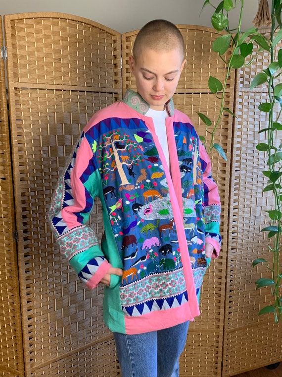 Vintage patchwork embroidered quilt coat