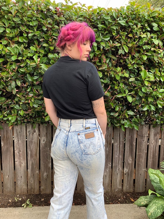 80’s high rise acid wash Wranglers 34x36