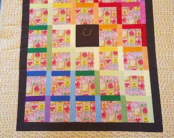 Floral Garden Quilt – Colorful Seed Packet Design, Handmade OOAK