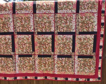 Quilt-Vibrant Fall colors with Mums and Birds and Florals