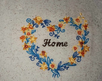 Embroidery Hearth Floral Wreath Wall hanging