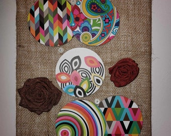 Art-2 PC. Modern Mixed Media wall art on canvas with burlap background