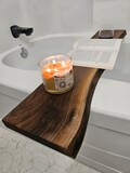 Walnut Live edge bath tray for reading romantic gifts for staycation caddy for candles Gift Ideas For Women Birthday Gift For Wife