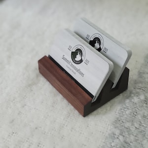 Support pour cartes de visite à double fente organisateur de cartes multiples accessoire de bureau professionnel pour bureau présentoir de cartes de visite en bois de noyer massif