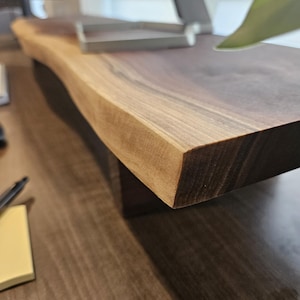 Monitor Stand Walnut Monitor Riser For Desk Riser Live Edge Monitor Shelf For Monitor Gift For Him Wood Desk Organizer For Computer Riser