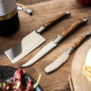 Handmade Cheese Knives Olive Wood Cheese Knife Set Laguiole French Carbon Steel Cheese Knives For Charcuterie Tray Kitchen Utensils For Chef
