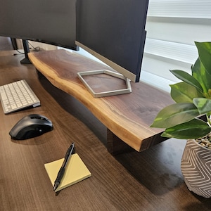 Monitor Stand Walnut Monitor Riser for Desk Riser Live Edge Monitor ...
