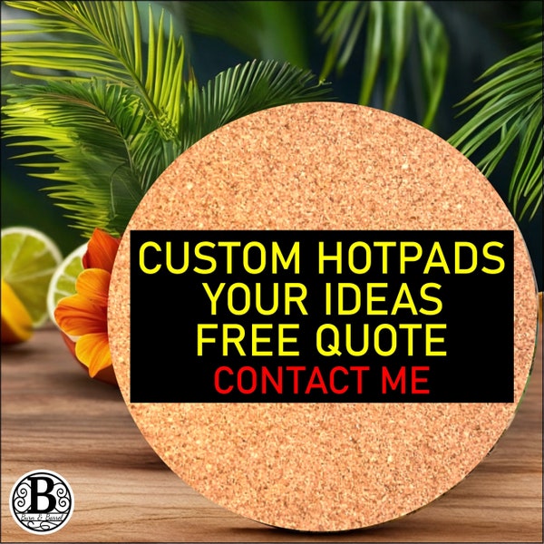 Custom Hot Pads, Trivets, Pot Holders, Cork, Personalize, Customize, Kitchen Decor, Bar, Drinks, Cocktails, Laser Engraved, Free Quote