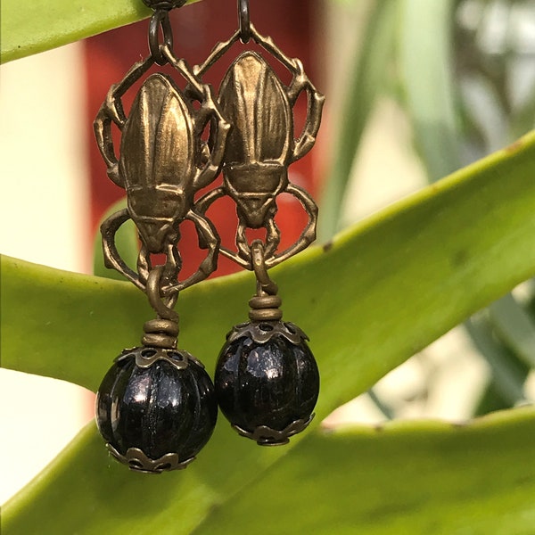 Dung Beetle Poo Roller Earrings