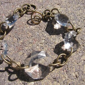 Vintage Chandelier Crystal Bracelet with Brass Chain image 2