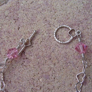 Silver Heart Bracelet With Pink Swarovski Crystal image 2