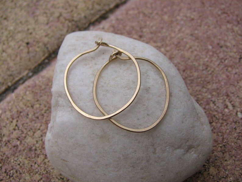 Sweet and Simple Handmade 14k Yellow Gold Filled Hoop Earrings image 4