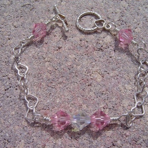 Silver Heart Bracelet With Pink Swarovski Crystal image 5