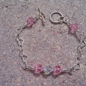 Silver Heart Bracelet With Pink Swarovski Crystal image 4