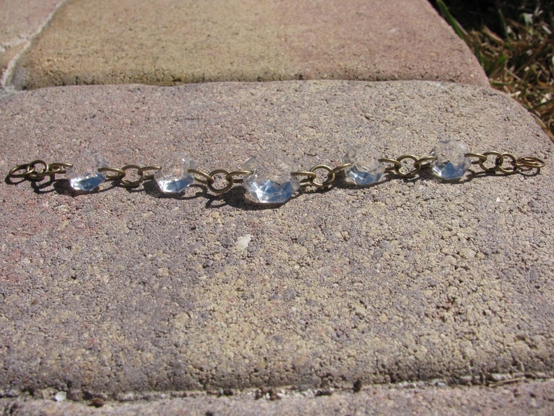 Vintage Chandelier Crystal Bracelet with Brass Chain image 5