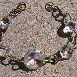 Vintage Chandelier Crystal Bracelet with Brass Chain image 1