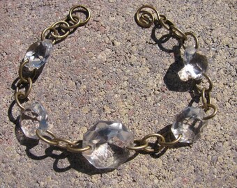Vintage Chandelier Crystal Bracelet with Brass Chain