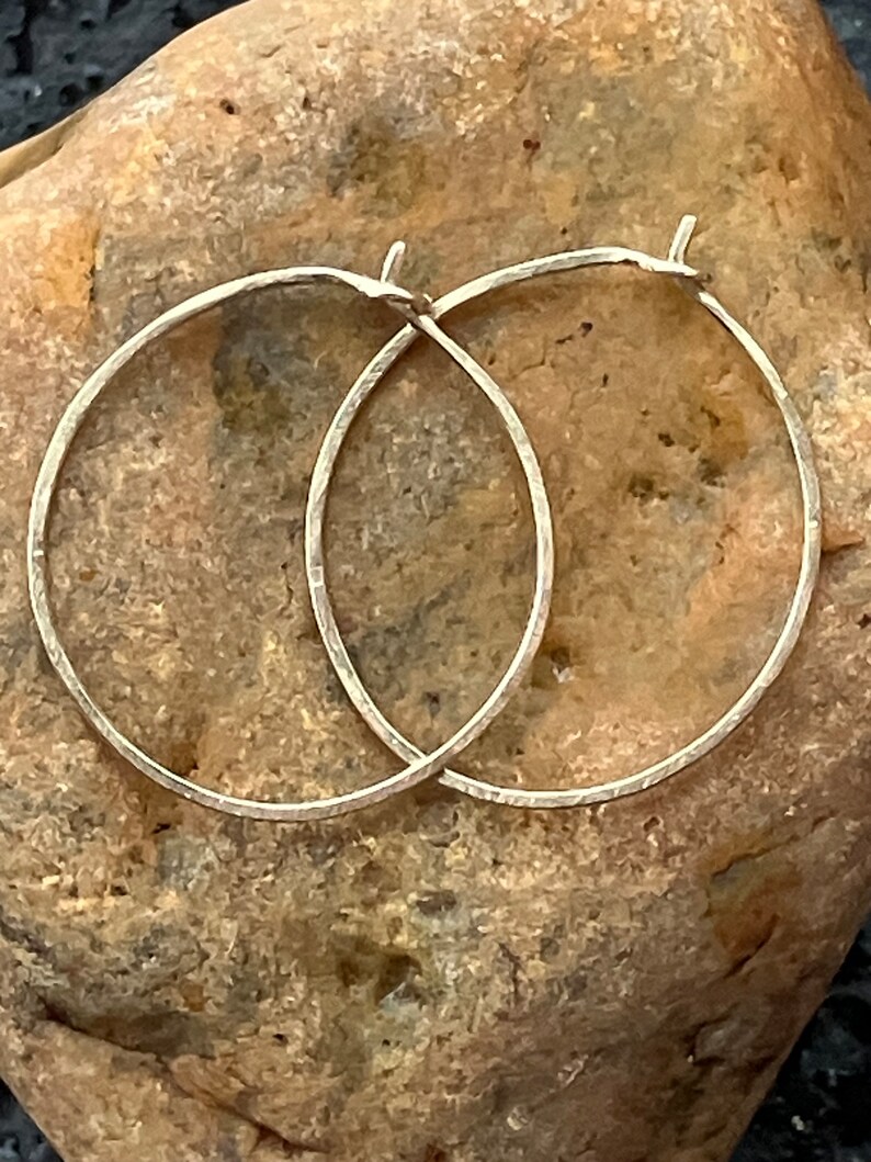 Sweet and Simple Handmade 14k Yellow Gold Filled Hoop Earrings image 2