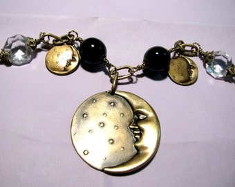 Brass Man in the Moon Charm Bracelet