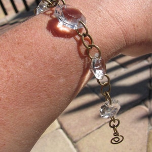 Vintage Chandelier Crystal Bracelet with Brass Chain image 4