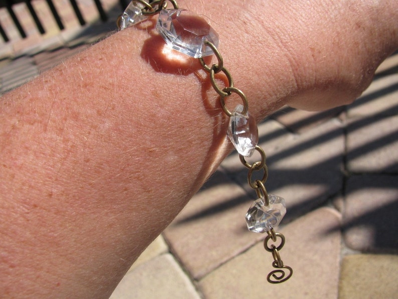 Vintage Chandelier Crystal Bracelet with Brass Chain image 4