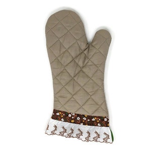 Kitchen Oven Mitts and Pot Holders Sets,Spring Cute Bunny Rabbit Print Oven  Gloves and Potholders,Heat-Resistant Oven Gloves and Hot Pads for
