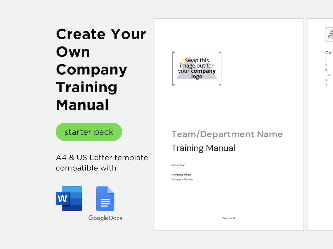 Simple Training Manual Template | A4 & US Letter | Compatible With ...