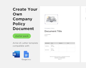 Simple Policy Document Template | A4 & US Letter | compatible with Microsoft Word and Google Docs