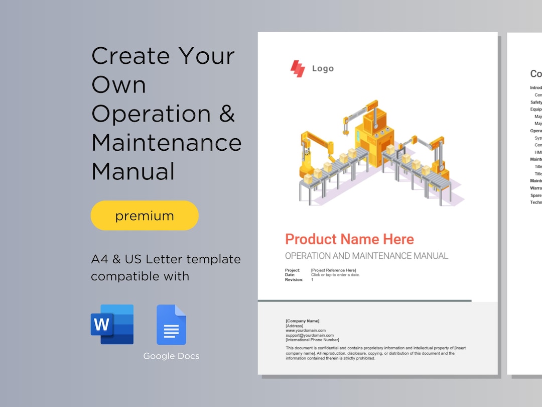 Operation and Maintenance Manual Template for Equipment and Machinery ...