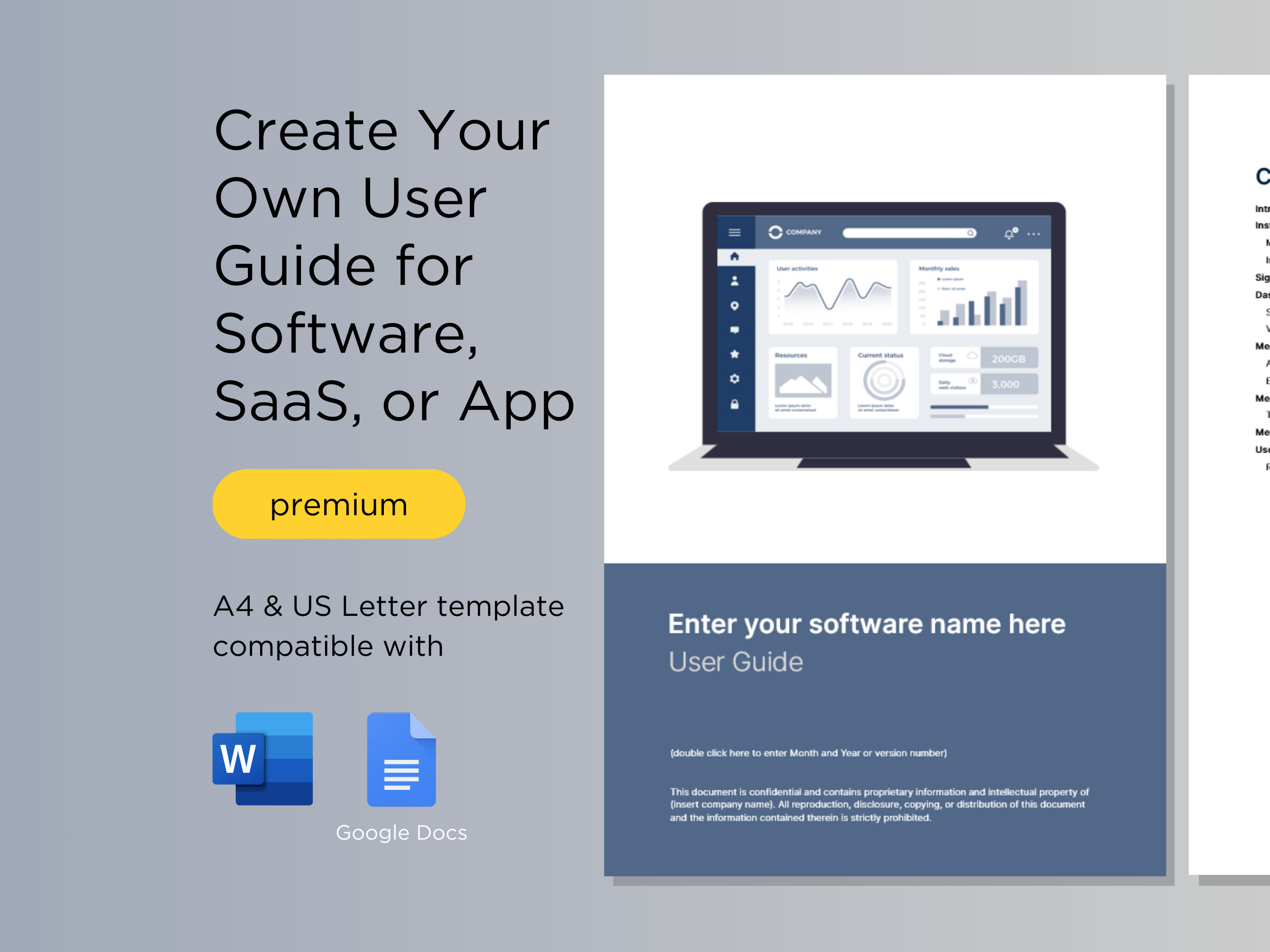 Software User Guide Template | A4 & US Letter | compatible with Microsoft Word and Google Docs