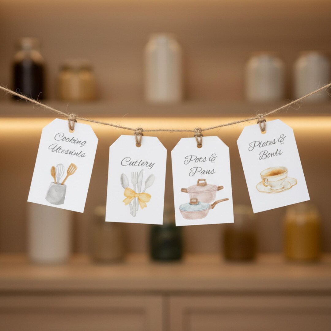 Printable Kitchen Tags for Airbnb | Digital PDF Labels With Free Twine ...