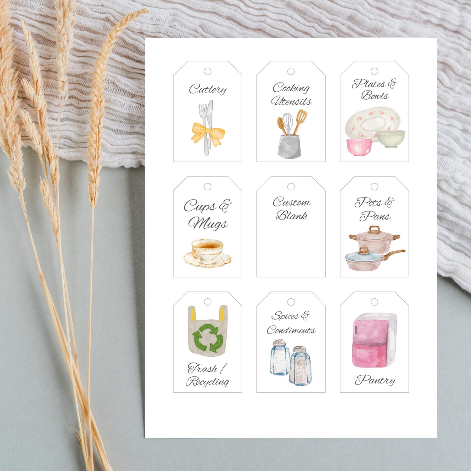 Printable Kitchen Tags for Airbnb | Digital PDF Labels With Free Twine ...