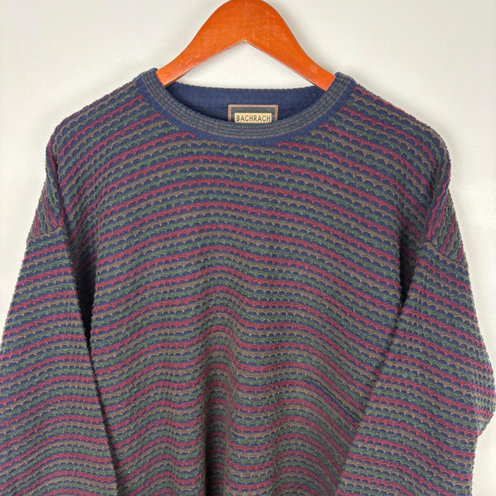 トップス BACHRACH vintage design crew neck knit Bachrach Sweater - Etsy