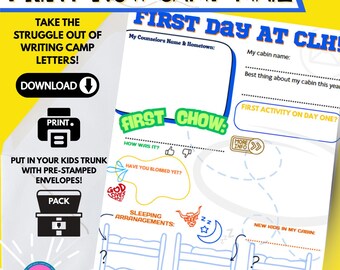 Camp Longhorn Boy's First Day Letter Printable Letter Stationery Easy Download & Print