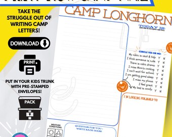 Camp Longhorn Western Printable Letter Stationery Easy Download - Print - Mail