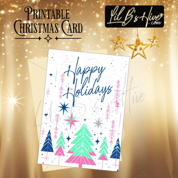 Cutesy Happy Holidays Printable Christmas Card